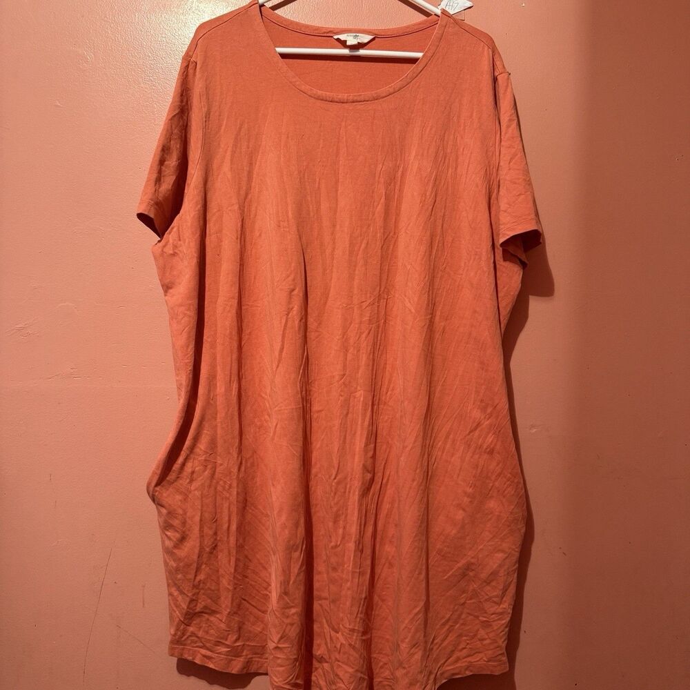 Terra & Sky Womens TShirt Dress 2X Double Extra Large 20W-22W Orange Pockets